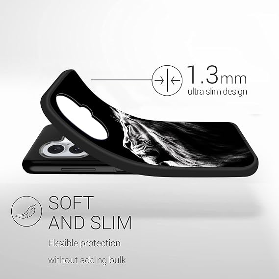 for iPhone 17 Case,Premium Soft Silicone Rubber Full-Body Protective Bumper Case for iPhone 17,Lion in Black White