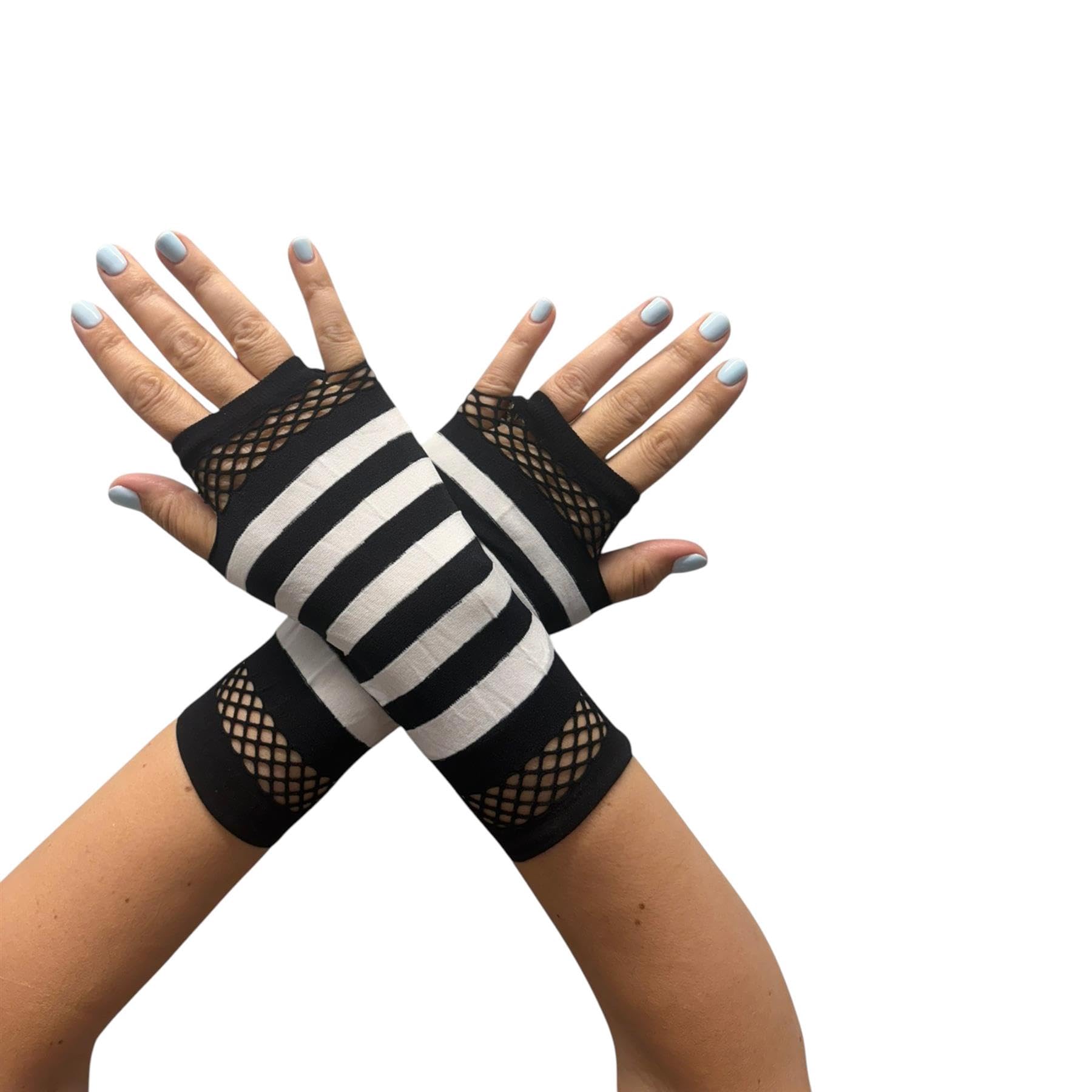 Poizen Industries Dark Gothic Halloween Fingerless Skeleton Bone Gloves