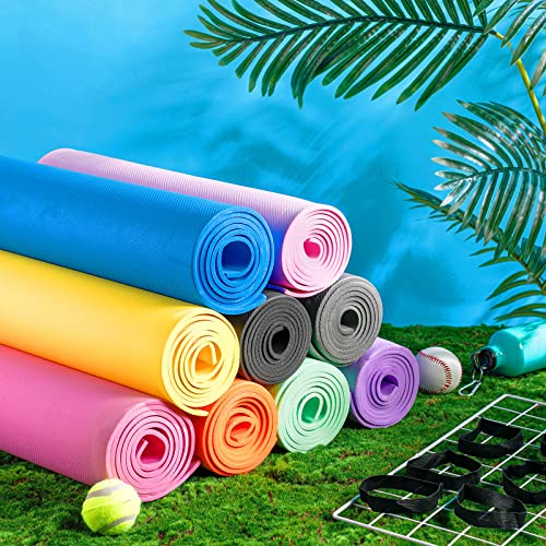Funtery 9 Pieces Yoga Mats Bulk Non Slip, 68 X 24 X 0.24 Inch, 6Mm Thick, Exercise Mat With Strap, 9 Colors Fitness Mats Large Workout Mat Pilates Mat For Women Men Kids Home Gym Workout #TOP2