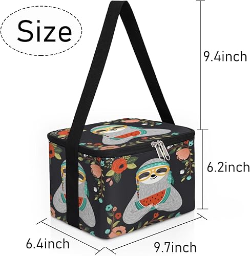 Miniatura 7 de Watermelon Sloths Insulated Lunch Bag Women Reusable Lunch Tote Square Meal Bag for Adults Men Cooler Lunch Box for Work Travel Picnic Food