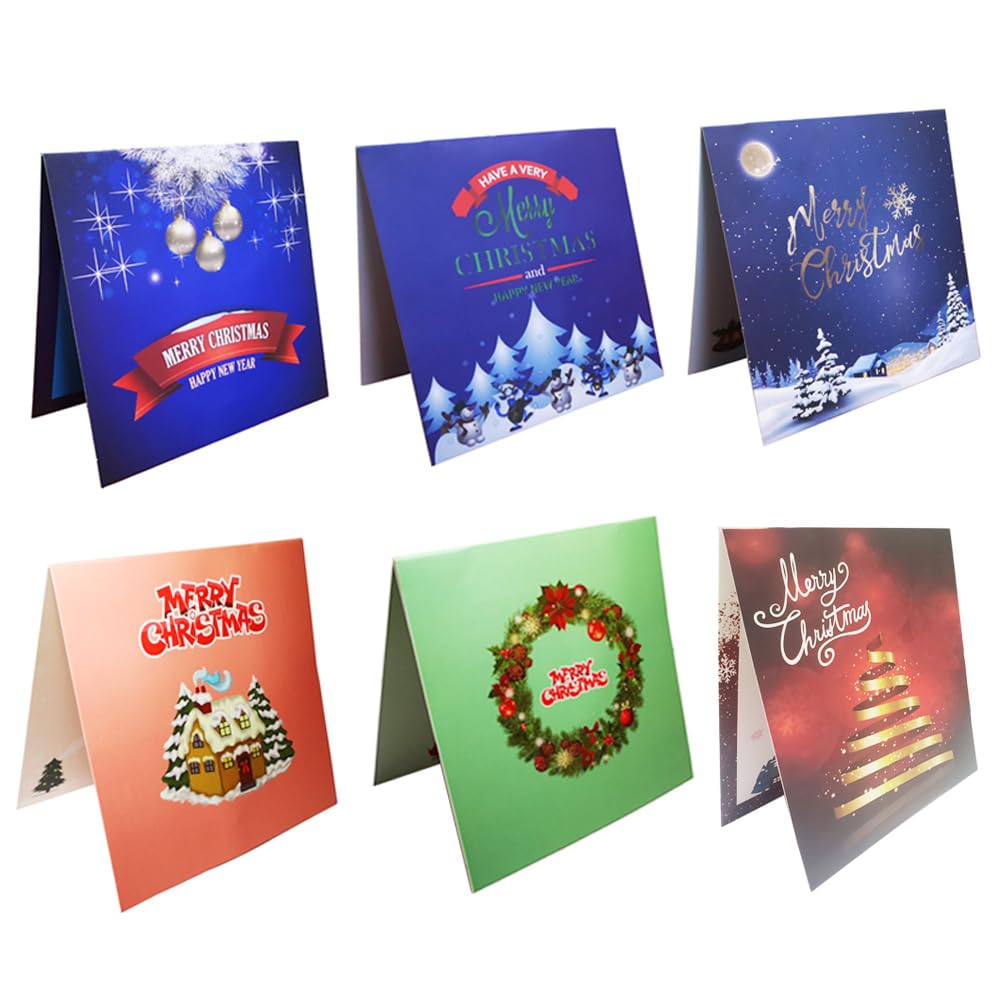 Juego de tarjetas de Navidad 3D desplegables, tarjetas y sobres hechos a mano, paquete de 8 incluye muñeco de nieve de Navidad, bola de cristal de Navidad, Papá Noel, armario, campana, regalos de