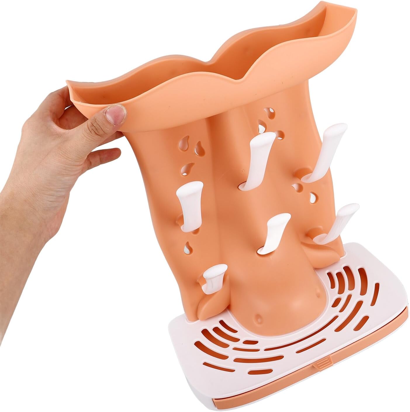 SECFOU Bottle Drying Rack Vertical Draining Tabletop Milk Bottle Drainer for Newborn Feeding Accessories Orange