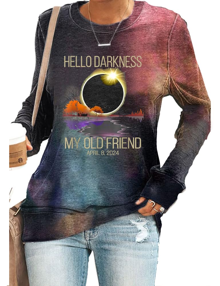 SameeFloral Hello Darkness My Old Friend T-Shirt Hello Darkness My Old Friend Solar Eclipse April 08, 2024 T-Shirt 2024 Eclipse T Shirt
