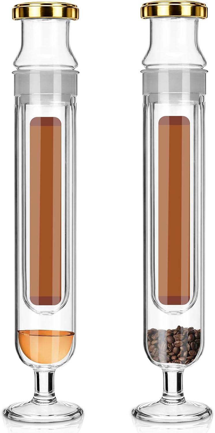 Konohan 2 Set Flavoring Humidor Cases, Borosilicate Glass Tubes with Built-in Hygrometer, Infuser Gift Set for Flavor Mellowing, Storage & Display, Dual-chamber & Self-standing Design