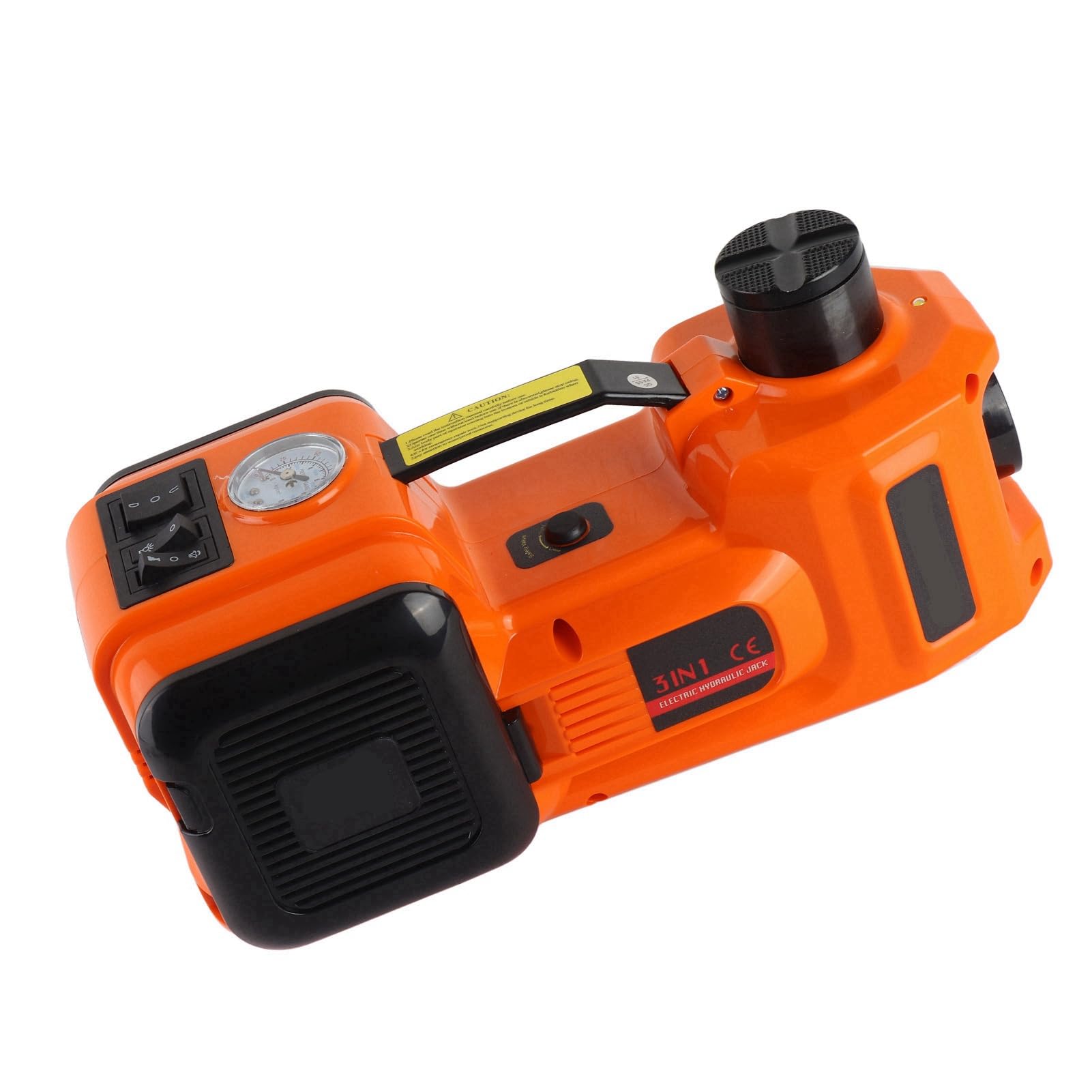 AMONIDA Cric Idraulico Compatto 12V 5T per Pneumatici Lungo la Strada con Torcia a LED e Custodia