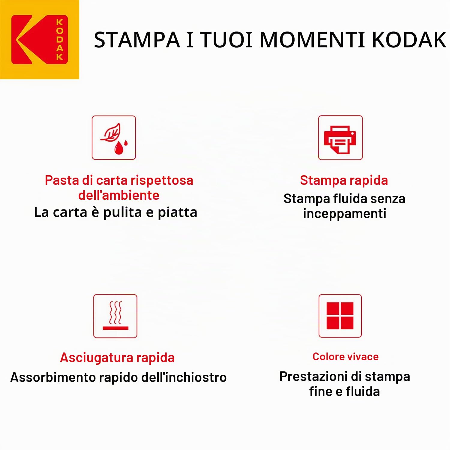 KODAK Picture Paper Carta Fotografica Lucida A6 10x15 cm 230g/m² Confezione da 100 Fogli