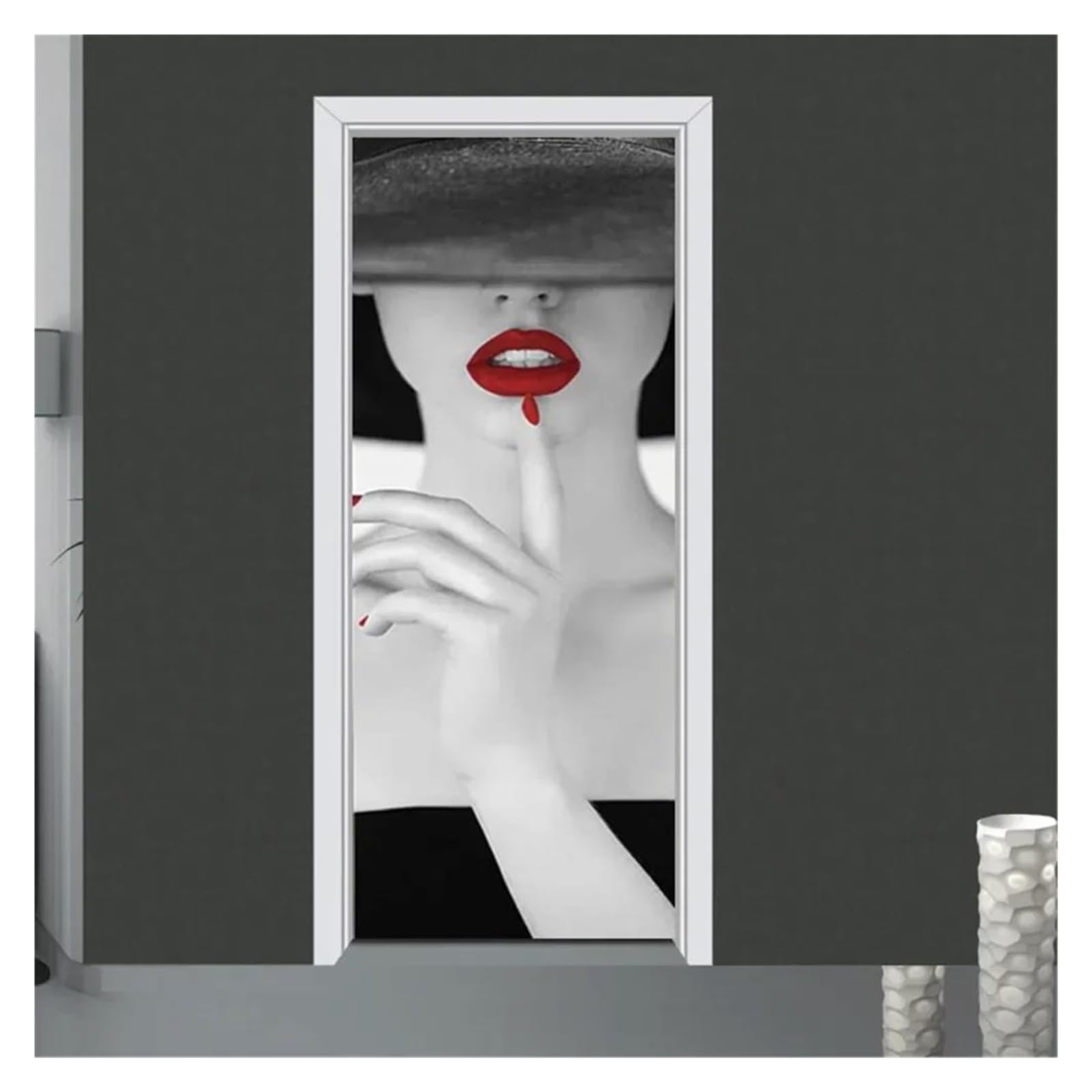Sticker porte de toilette 3D amovible papier peint mural