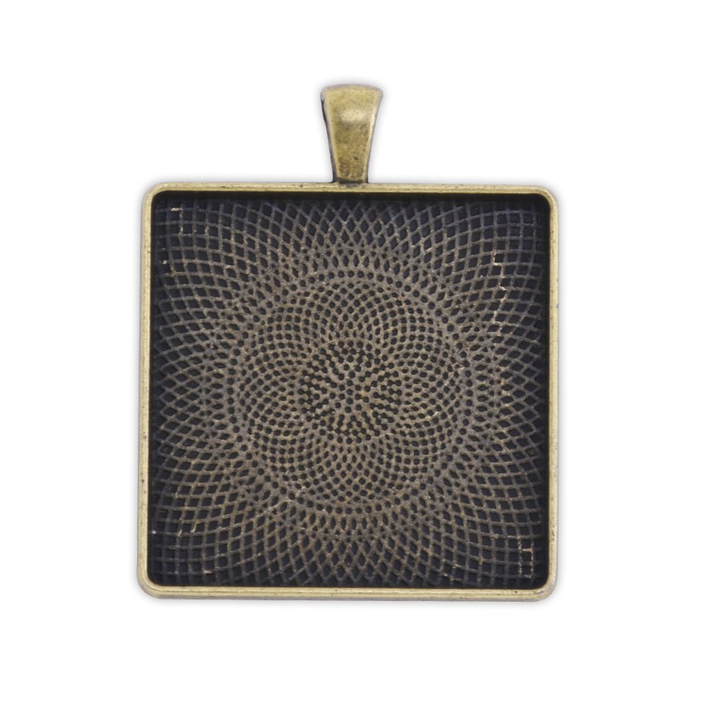 Rosebeading Antique Bronze Plated Pendant Trays with 30x30mm Square Cabochon Settings-20pcs