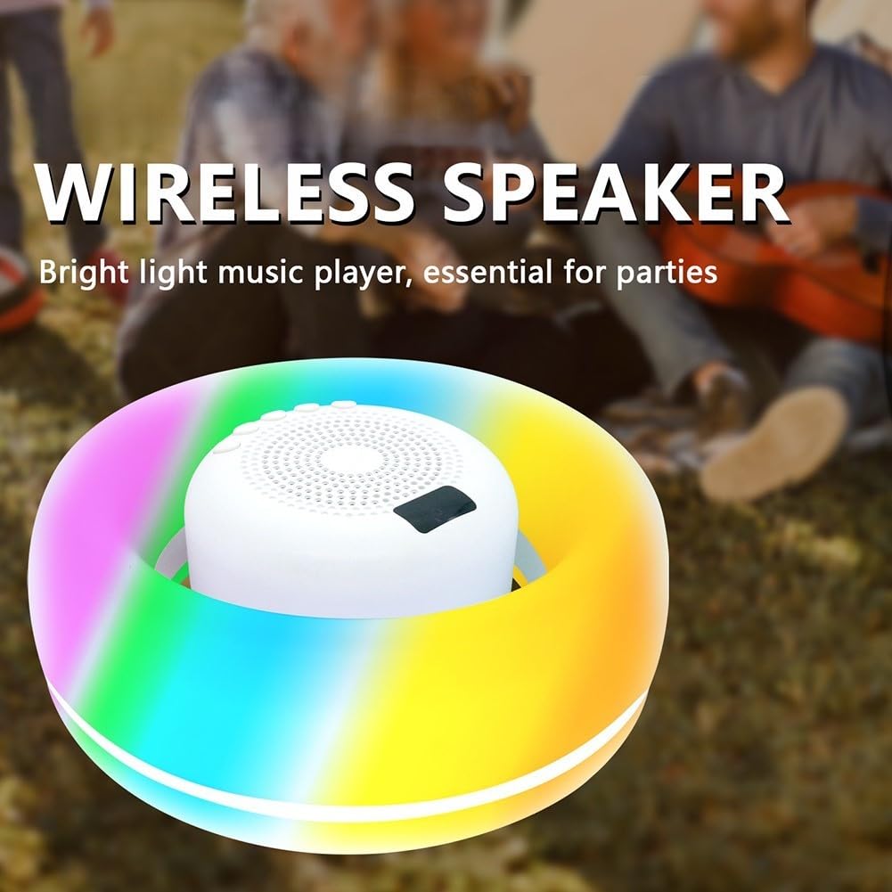 Altoparlante galleggiante impermeabile con luce LED RGB, IPX7 antipolvere dispositivo musicale per feste all'aperto, 22 cm, unità portatile da viaggio (bianco)