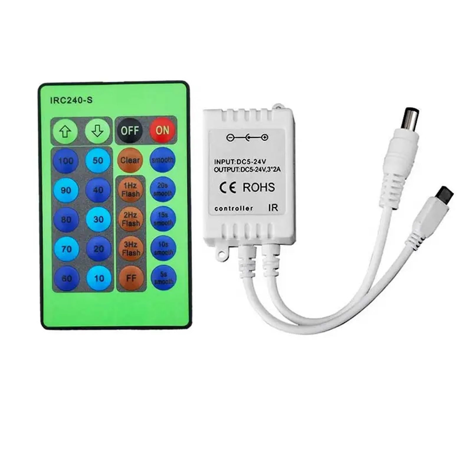 Télécommande infrarouge 24 touches DC 24V pour ruban LED monochrome 5050