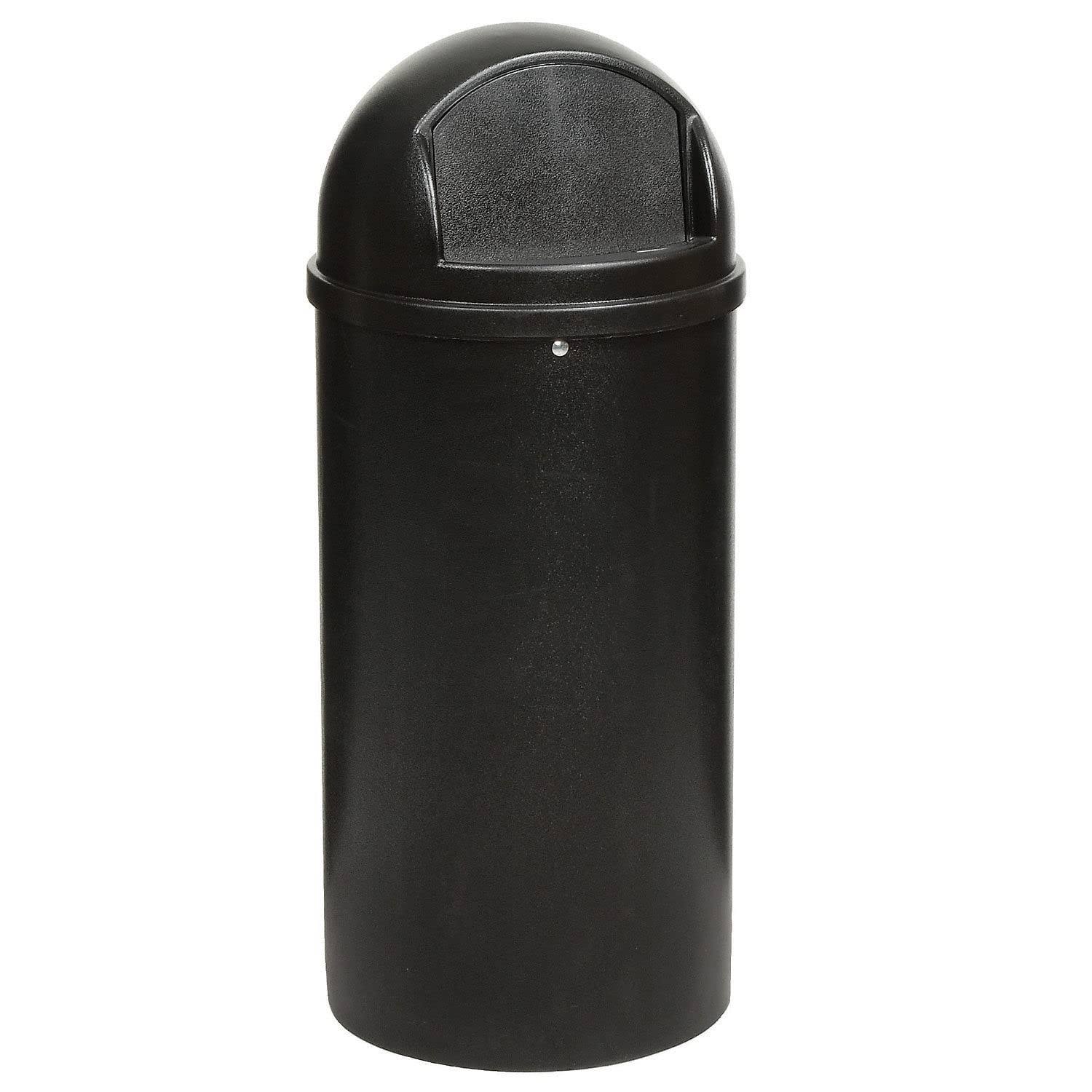 Rubbermaid Commercial Products Marshal Domed Round Trash Can 25-Gallon Black Indoor Outdoor Garbage Container for Parks College Campus