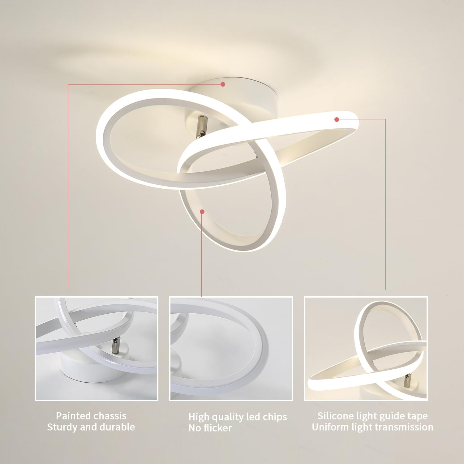 Comely Plafoniera LED, 22 W Lampada da Soffitto Moderna, 4500 K 2500 lm Plafoniere Design Fiore, Lampadario Acrilico Bianca per Cucina Bagno Camera da Letto Balcone Corridoio
