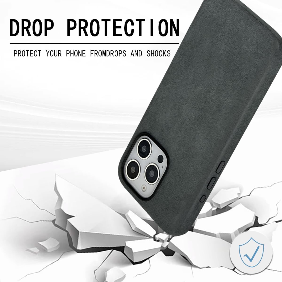 Alcantara Case Compatible with Apple iPhone 16 Series, Handmade Half Wrap Suede Fabric Case, Compatible with Wireless Charging (Black, iPhone16)