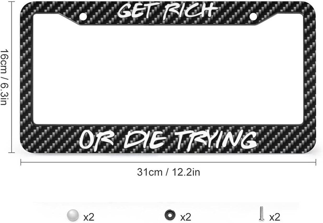 Carbon Fiber Pattern License Plate Frames for Men Women, Personalized Custom Text License Plate Frame - 2PC : Automotive