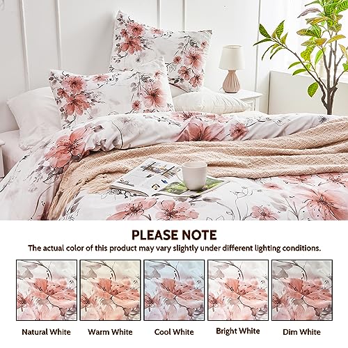 Desihom 3 Pieces Floral Duvet Cover Queen Size Light Pink Flower Duvet Covers Set Coquette Spring Duvet Cover With Zipper Comforter Cover Queen Size Pink Bedding Set #TOP4
