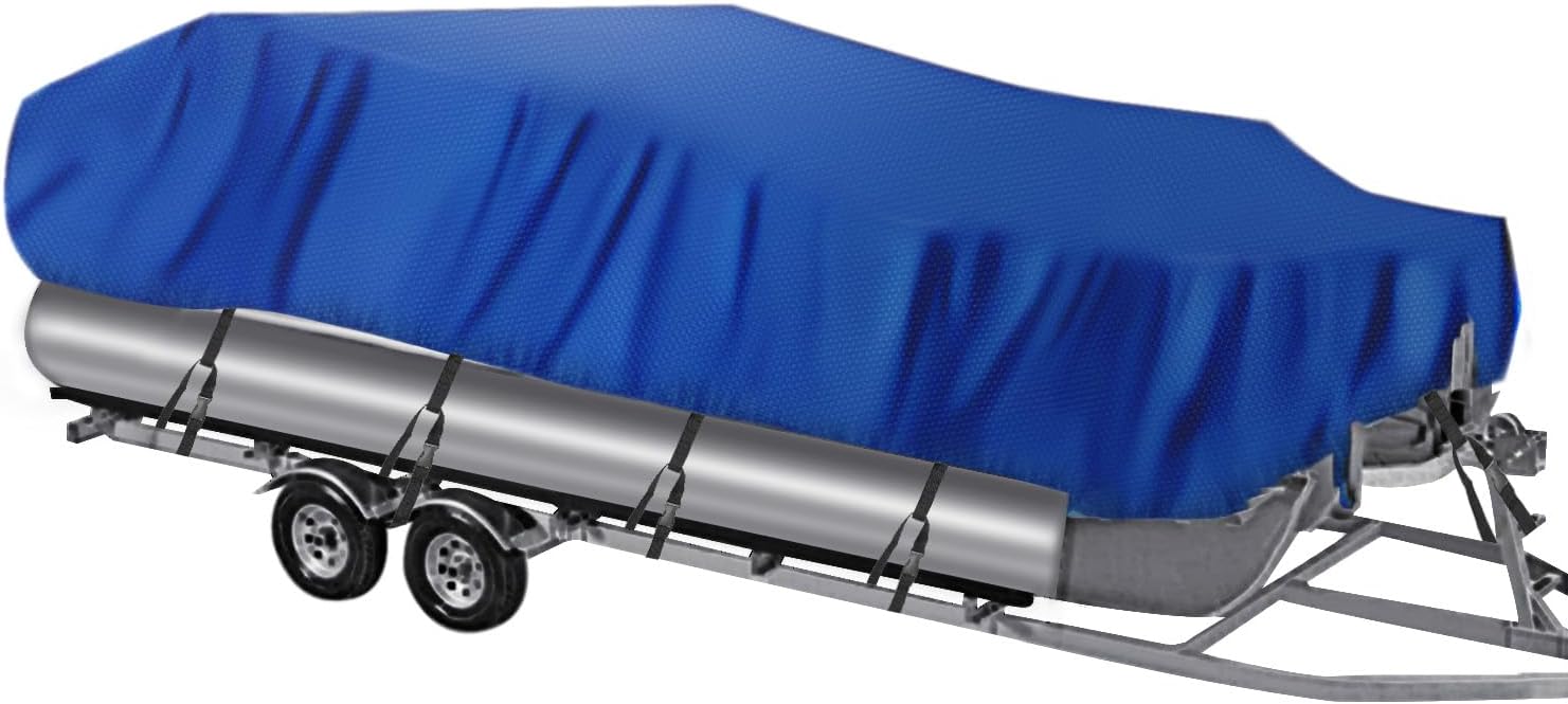 NEVERLAND Trailerable Boat Cover Waterproof Heavy Duty Marine Grade Polyester Canvas Fits Pontoon/Deck Boats (Boat Length 21-24ft, Beam Width up to 104″, Blue) NEVERLAND Trailerable Boat Cover Waterproof Heavy Duty Marine Grade Polyester Canvas Fits Pontoon/Deck Boats (Boat Length 21-24ft, Beam Width up to 104″, Blue)