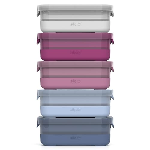 Ello 3.7 Cup Plastic Meal Prep Containers, 10 Pc, 5 Pack, Elderberry