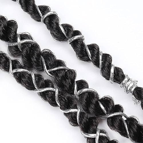 Miniatura 7 de Paquete de 4 cuerdas elásticas de oropel metálico de 16.4 ft para trenzar el cabello, colgar adornos, decoración, envoltura de regalos (dorado)