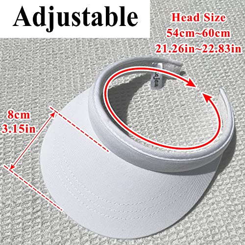 3 Pack Sport Visor Hat Mens Womens Wide Brim Clip On Visors Adjustable Cap Summer Outdoor Golf Beach Tennis Slip-On Sunvisor (Black, White, Navy) #TOP5