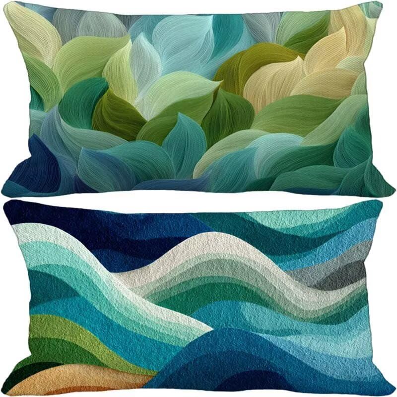 Housse de coussin turquoise 40x80 au design moderne et finitions haut de gamme