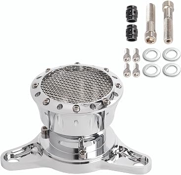 Motorcycle Air Filter CNC Air Cleaner Intake Filter Compatible with Sportster Police XL883 1200 2004-2015 Chrome
