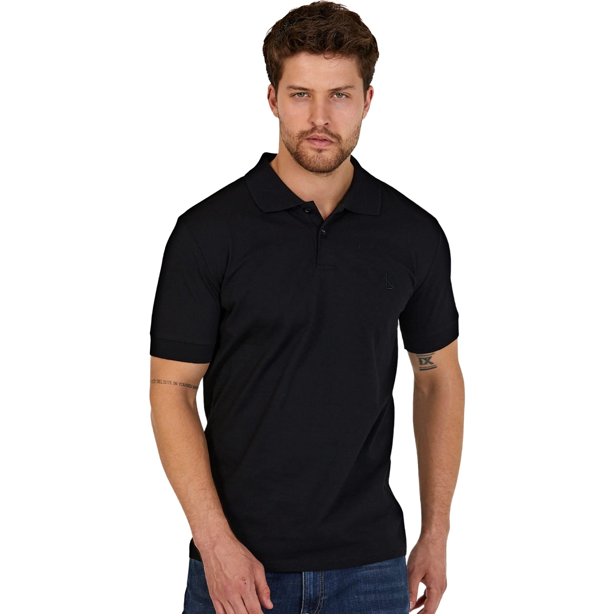 Polo noir avec logo blanc contrasté en taille L