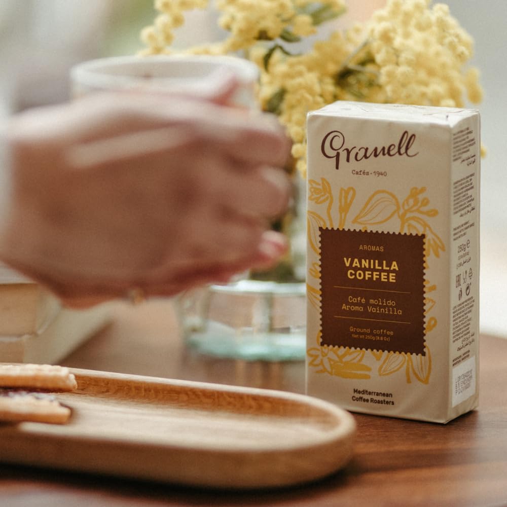 Granell Cafes-1940 Granell - Pack Dégustation Arômes | Café Moulu 100% Arabica avec une Legère Touche de Vanille, Cannelle, Chocolat ou Noisette | 4 Paquets X 250 Gr