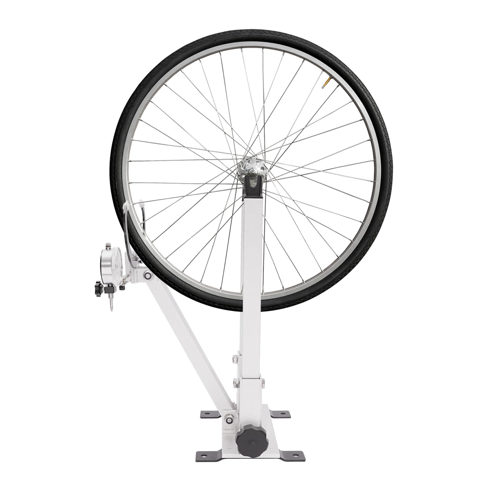 lxrnqcey Bike Wheel Professional Truing Stand, Bicycle Wheel Rim Truing Maintenance Holder, Foldable Tire Wheel Maintenance Holder with Gauge & 2 Base Installation Strips