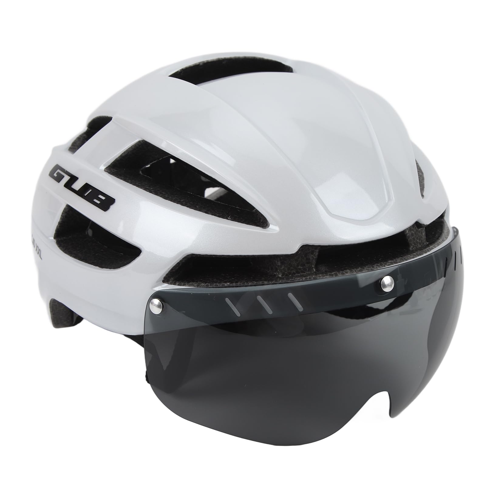 Casco de Bicicleta para Adultos, Gafas Magnéticas de Casco de Ciclismo Integrado para Hombres para Montar Al Aire Libre (Blanco)