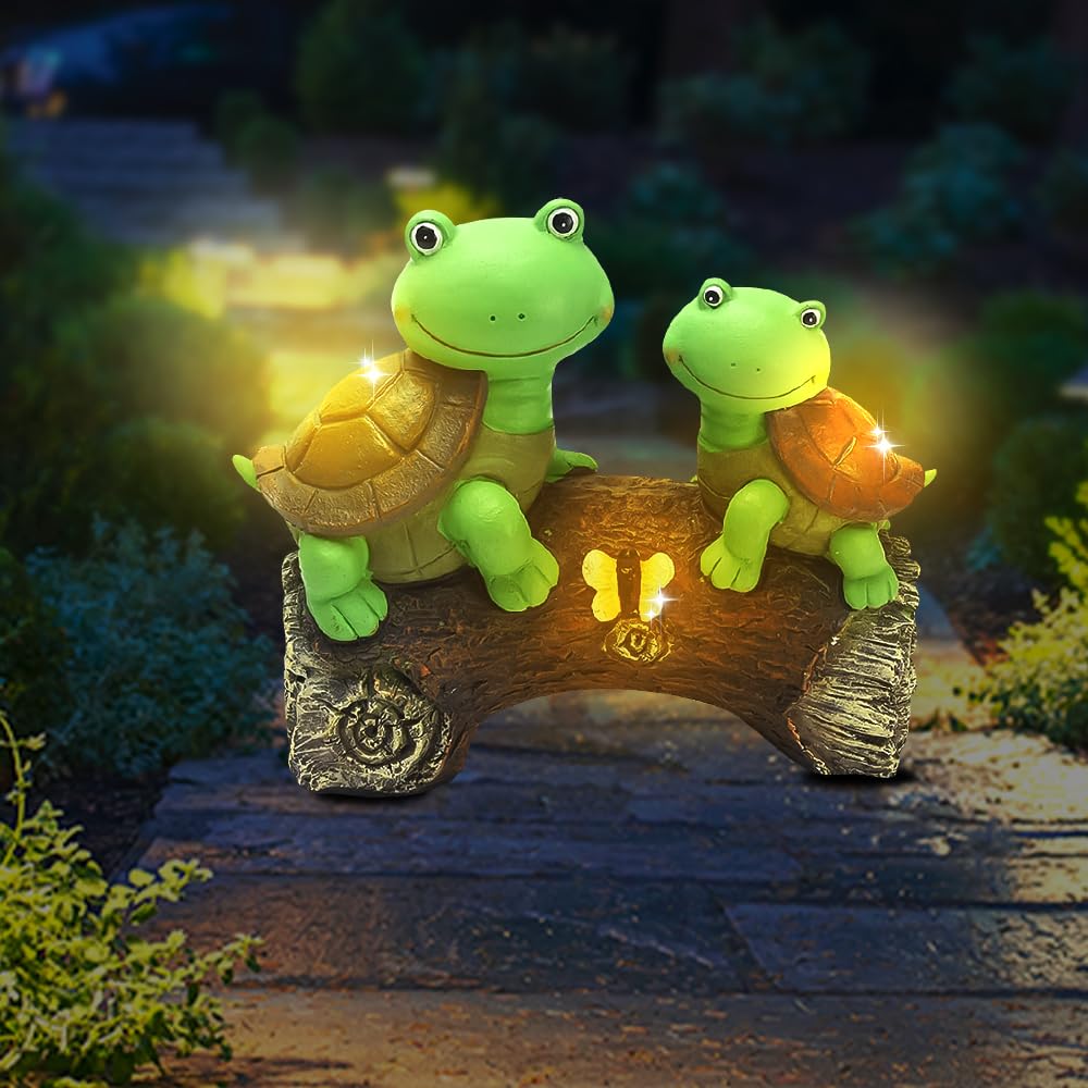 Agarte Solar Frog Statues, Solar Powered Resin Frog Turtle Figurines With Light, Animal Decorative Ornaments - Image 4