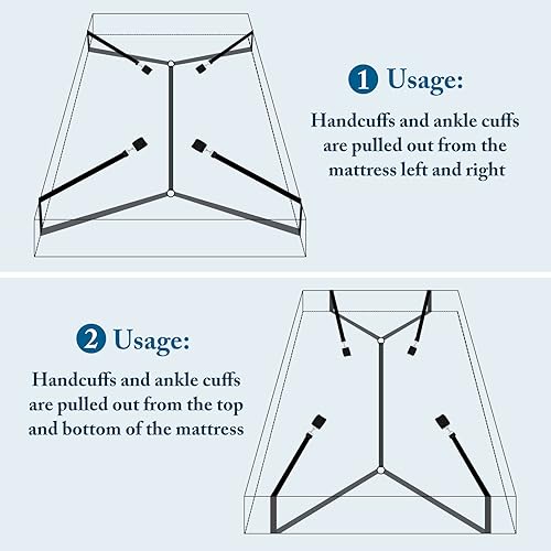 Miniatura 7 de Restricciones de servidumbre de cama, restricciones sexuales para parejas divertidas, con esposas de muñeca y tobillo 2 x 2 y dados sexuales con