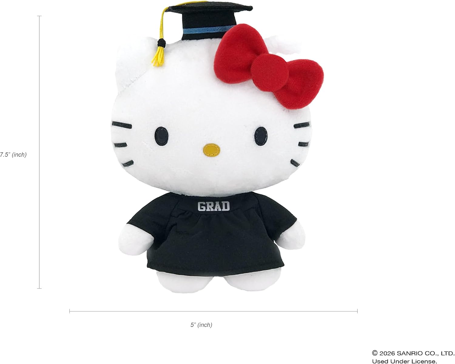 Hello Kitty Graduation Gift Set - Plush Hello Kitty in “Grad” Outfit, Themed Tumbler Cup with Straw, Decorative Ribbon Badge (Officially Licensed Product)