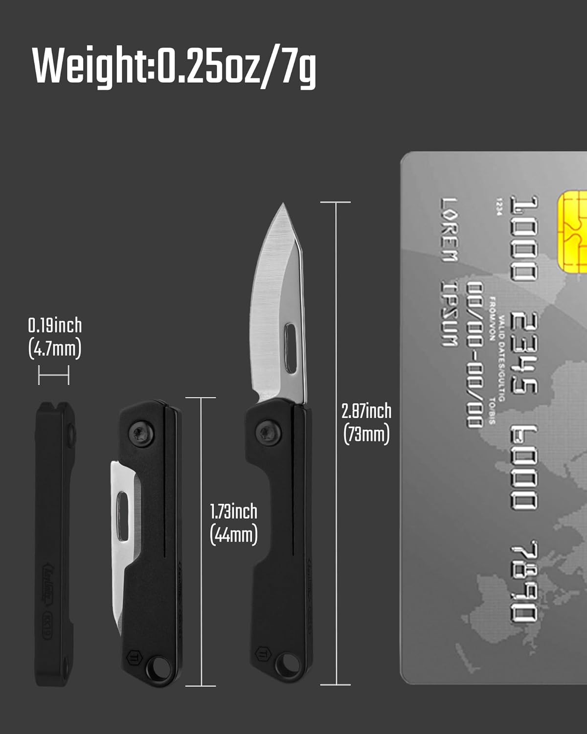 KeyUnity KK19 Small Pocket Knife, Lightweight Titanium Handle, Compact EDC Tool for Everyday Carry(Black)