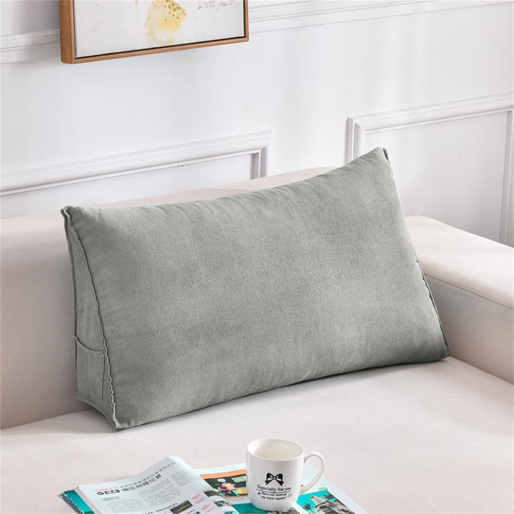 Coussin De Lecture Ergonomique Avec Housse Pour Lit, Canapé, Dossier, Coussin De Soutien Lombaire Triangulaire (60 X 35 X 20 Cm, Bleu