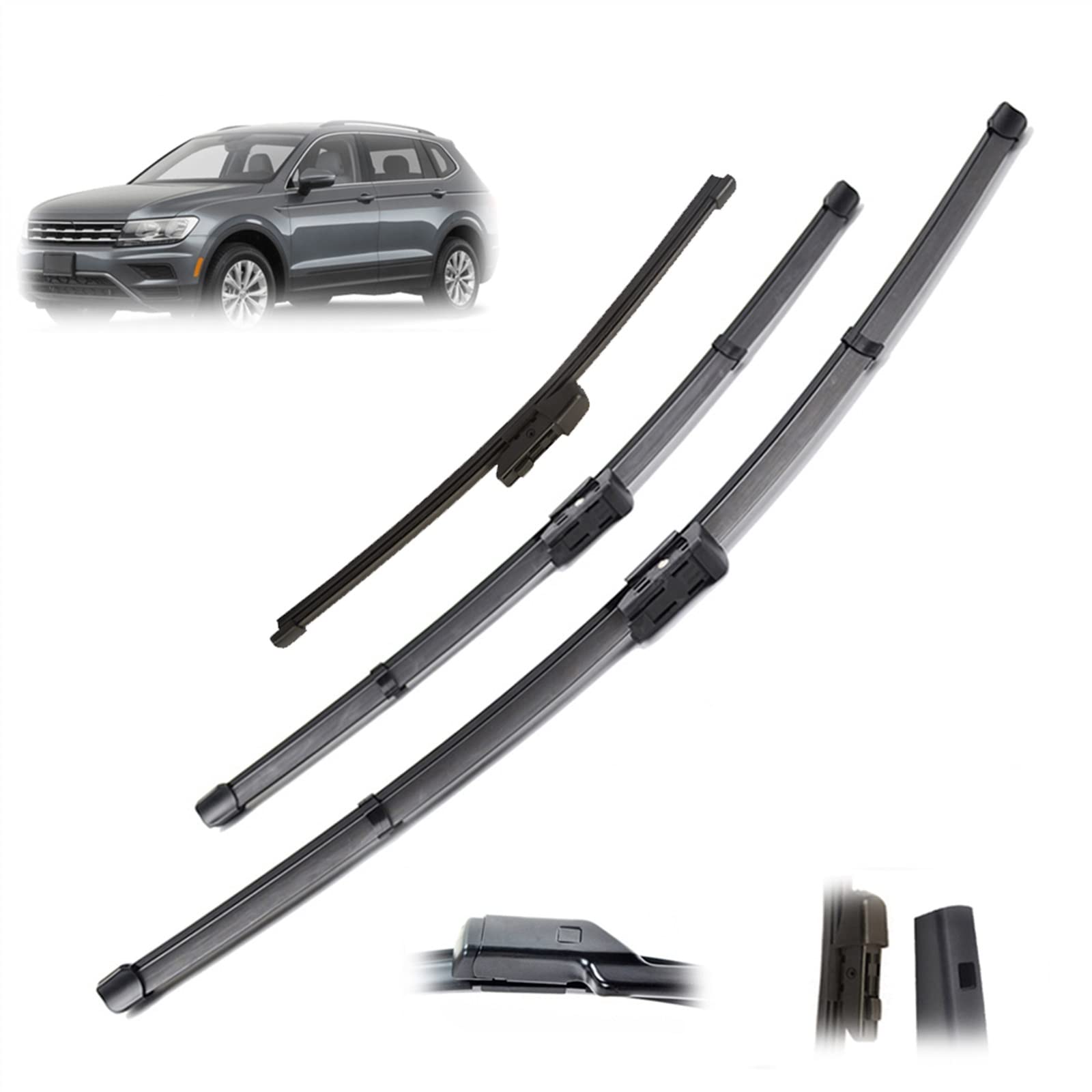 3 Unids/Set De Escobillas Limpiaparabrisas Delanteras Y Traseras para VW para Tiguan MK2 2017 2018 2019 2020