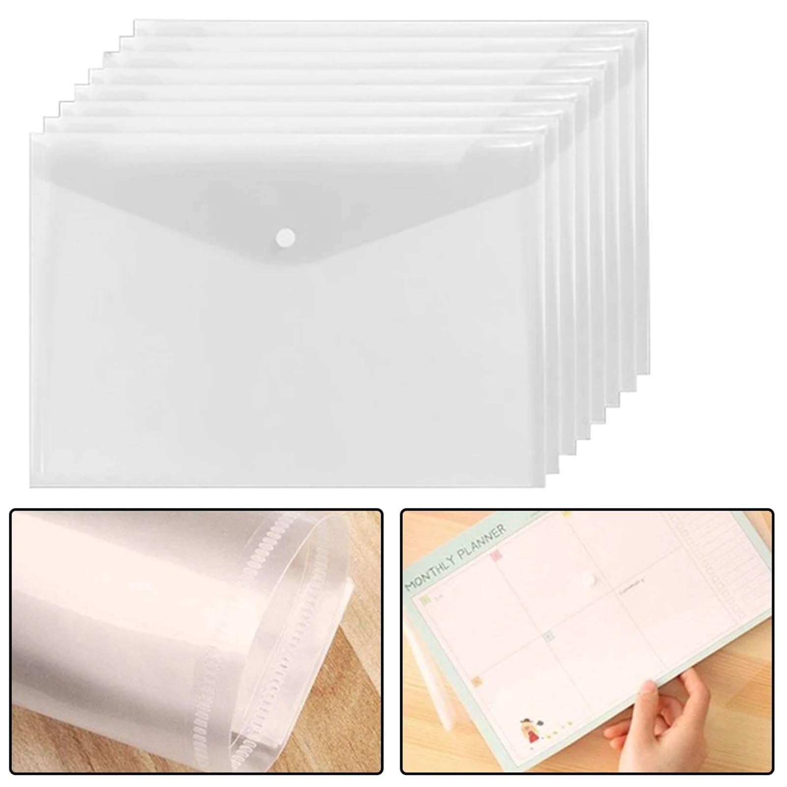 Buste in plastica for documenti A4 con chiusura bottone a pressione Custodia trasparente for for forniture di cancelleria for ufficio domestico 36 pezzi