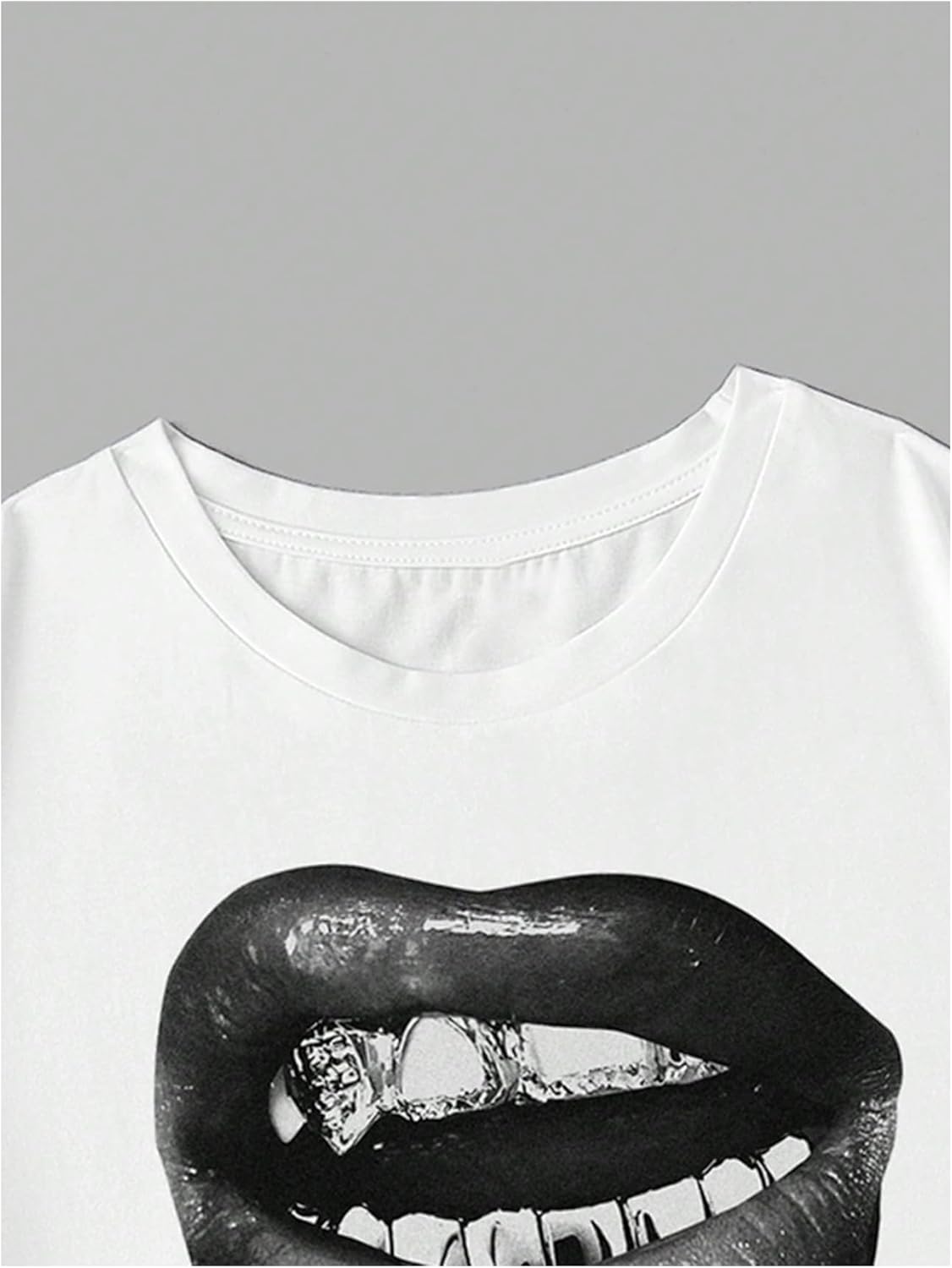 GORGLITTER Women's Lip Pattern Oversized T Shirt Half Sleeve Crewneck Graphic Tees Top - Image 4