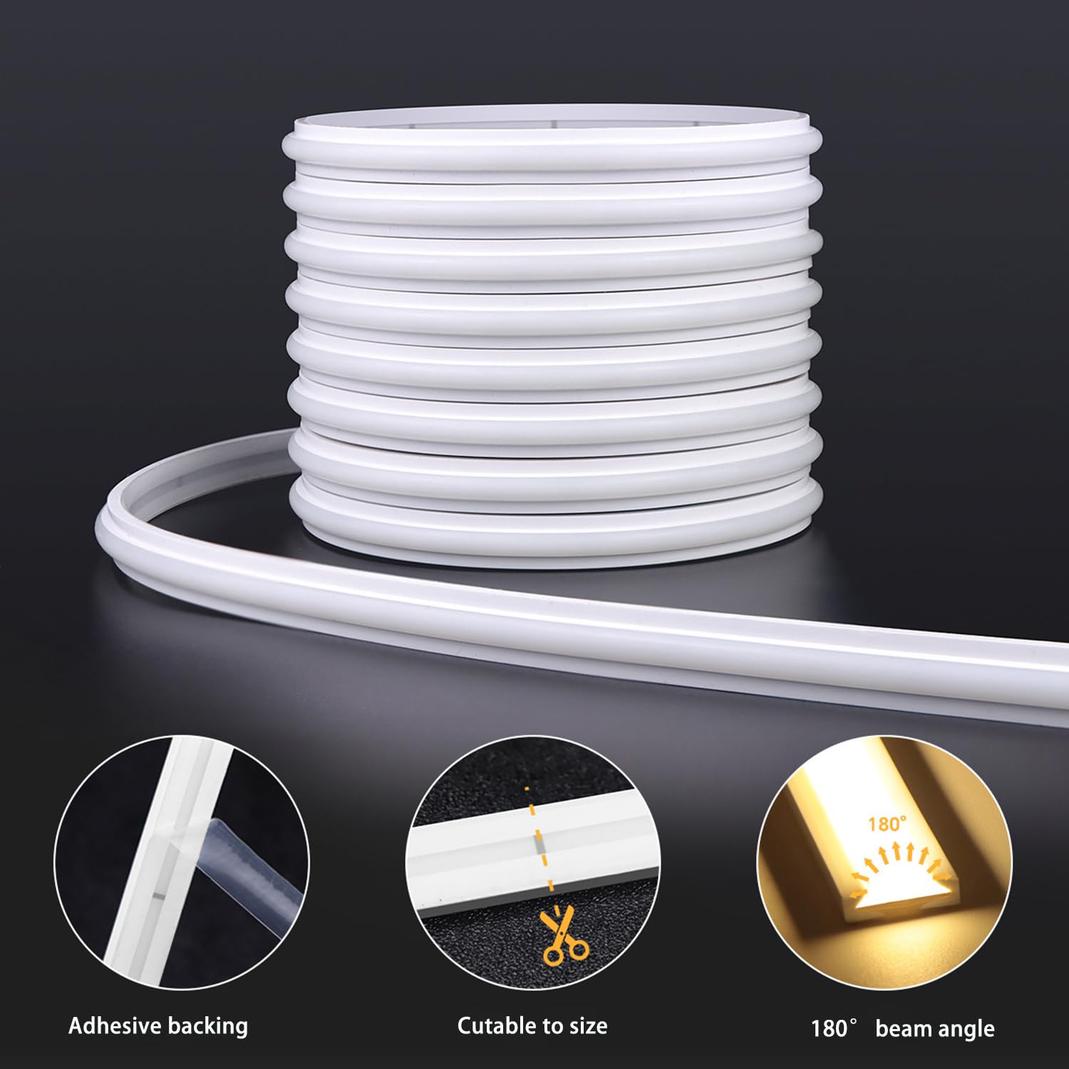 Striscia LED con 2 sensori di movimento 5M, 24V 280 LED/M con spina Striscia LED con alimentatore Autoadesiva 3000K Bianco caldo Luce attivata dal movimento per armadi Scale Corridoio,3000k,10M