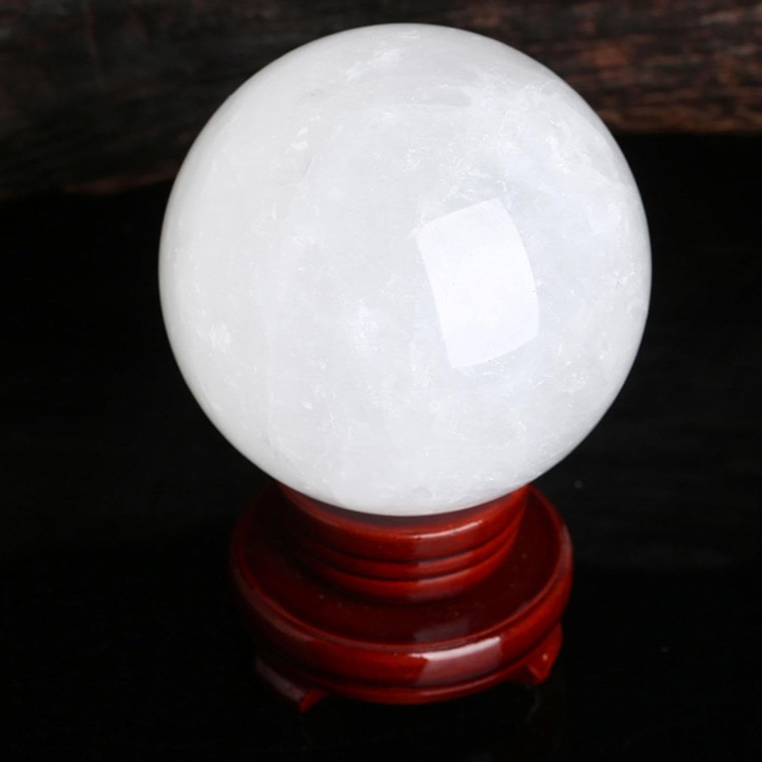 White Quartz Crystal Ball Crystal Sphere Crystal Ball with Stand for Lucky Wealth Protect The House Home Decor Feng Shui Ornament,90mm
