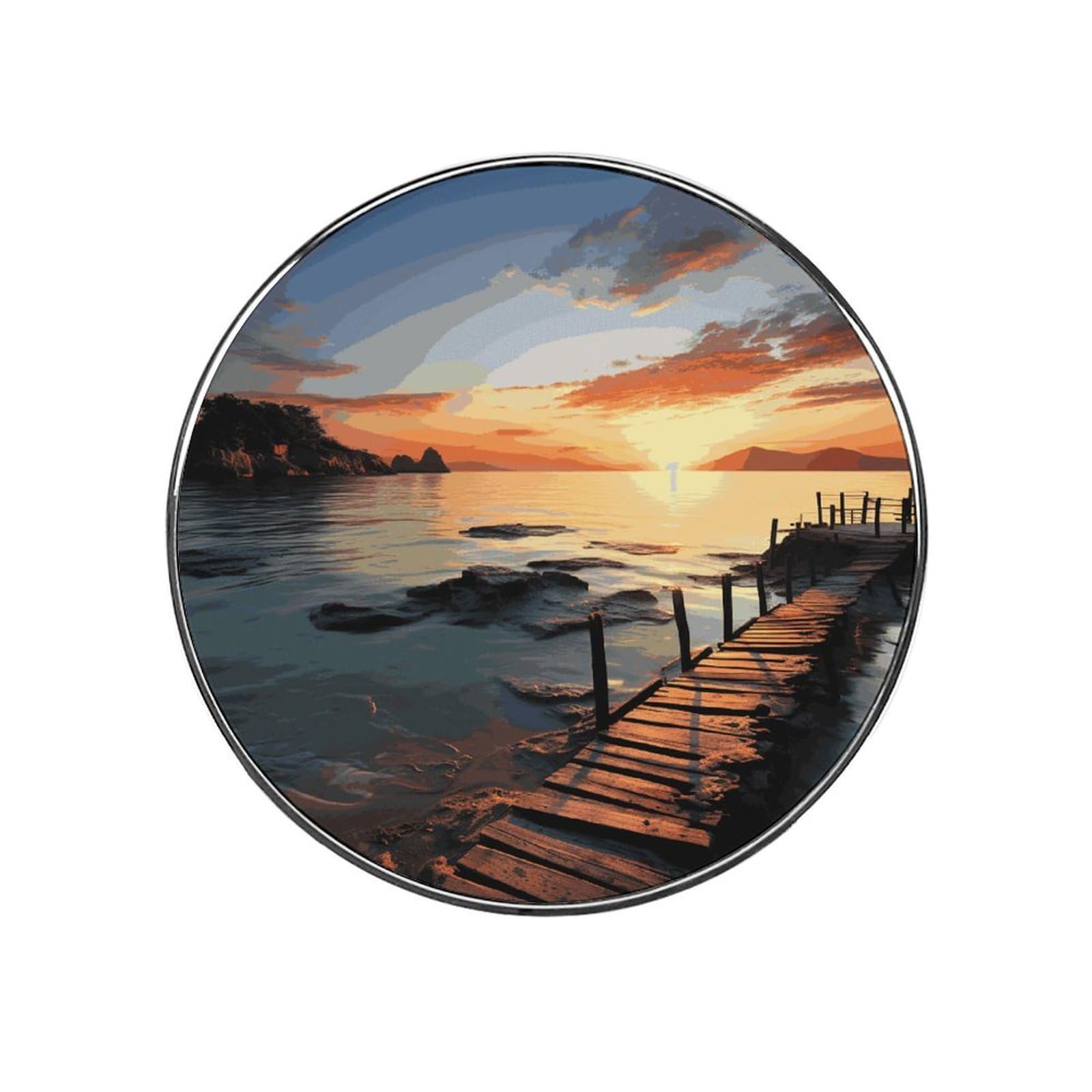 Adfgyerh Style Seascape Sunset Ocean Beach Refrigerator Magnets Circular Design，Stickers Home Decorations，Fridge Magnets For Fridge Plant Lovers Kitchen Office Locker Whiteboard Car Garage Decor.
