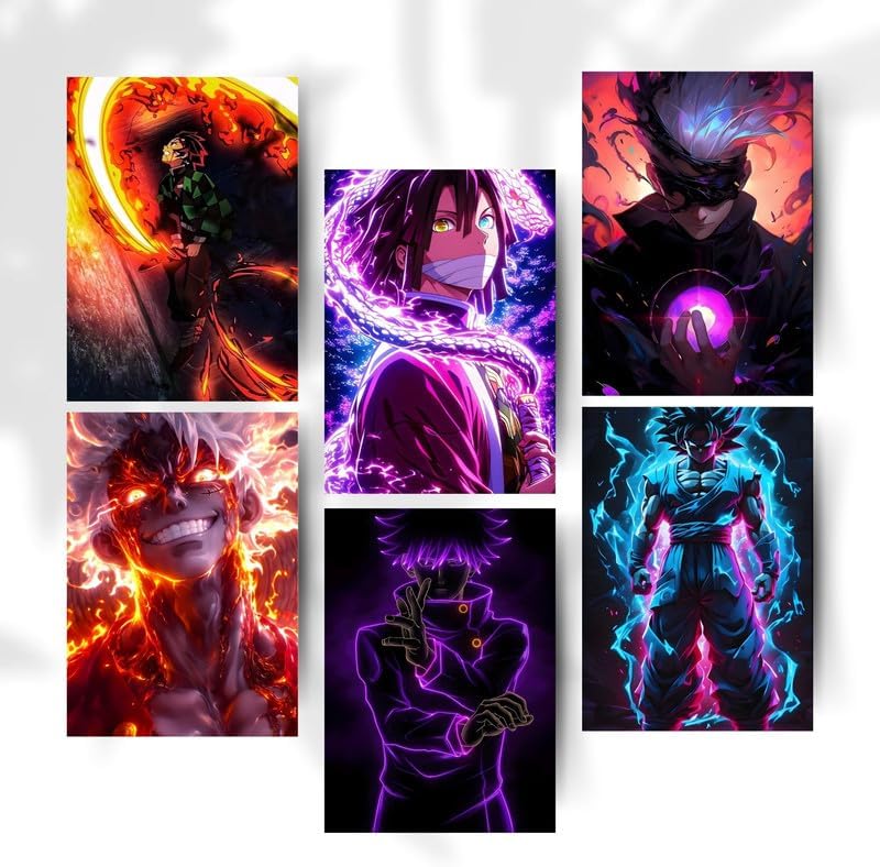Posters Inc Anime Posters for Wall Decoration | A4 Size, Pack of 6, 300 GSM Thick Paper | Aesthetic Room Decor, Bedroom, Living Room, Gaming Room, Study Wall Art & Anime Accessories for Home