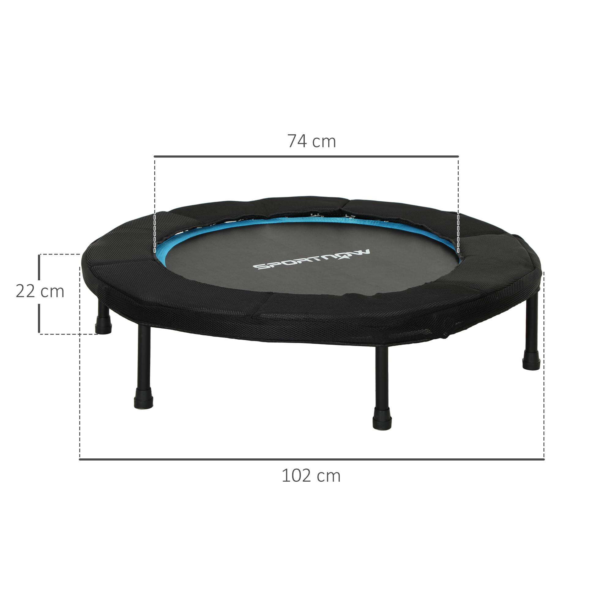 SPORTNOW Trampolín de Fitness Adultos Ø102 cm Plegable