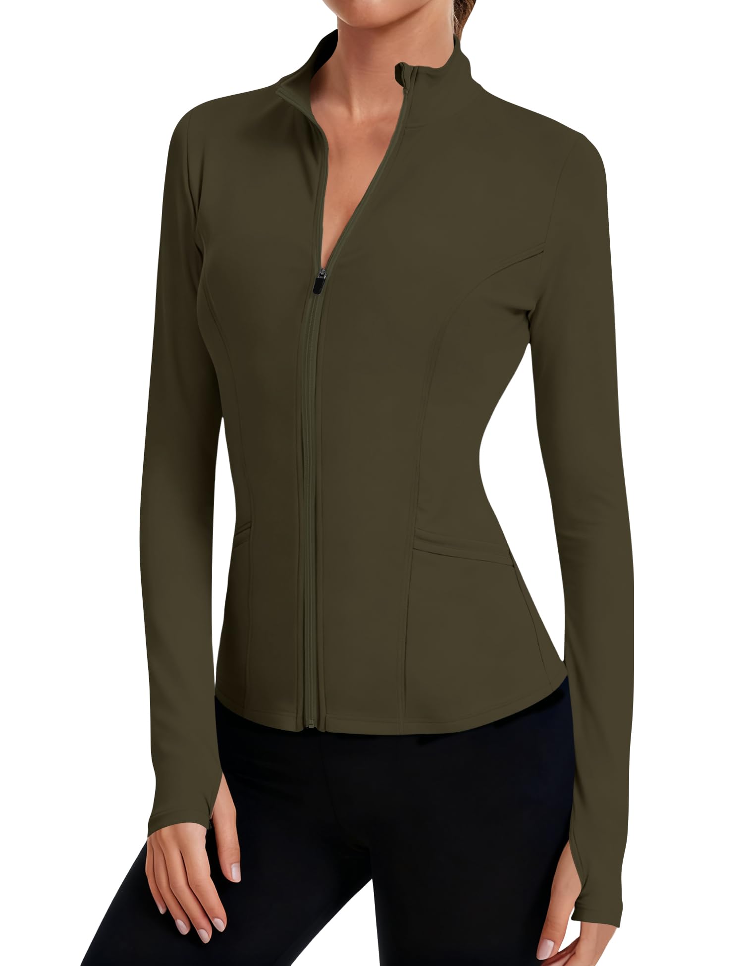 LOMON Women's Athletic Jackets Cropped Long Sleeve Workout Tops Yoga Zip Up Jackets Gym Tops Golf Shirts
