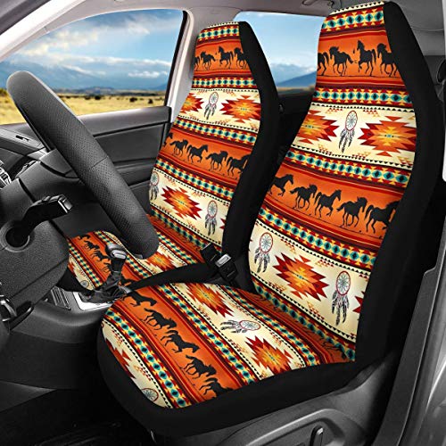 Joylamoria American Native Car Seat Cover Front Seat Protector Saddle Blanket Set Of 2 Dreamcatcher Horse Print Seat Covers,Fit Most Car Suv Van Truck Sedan #TOP1
