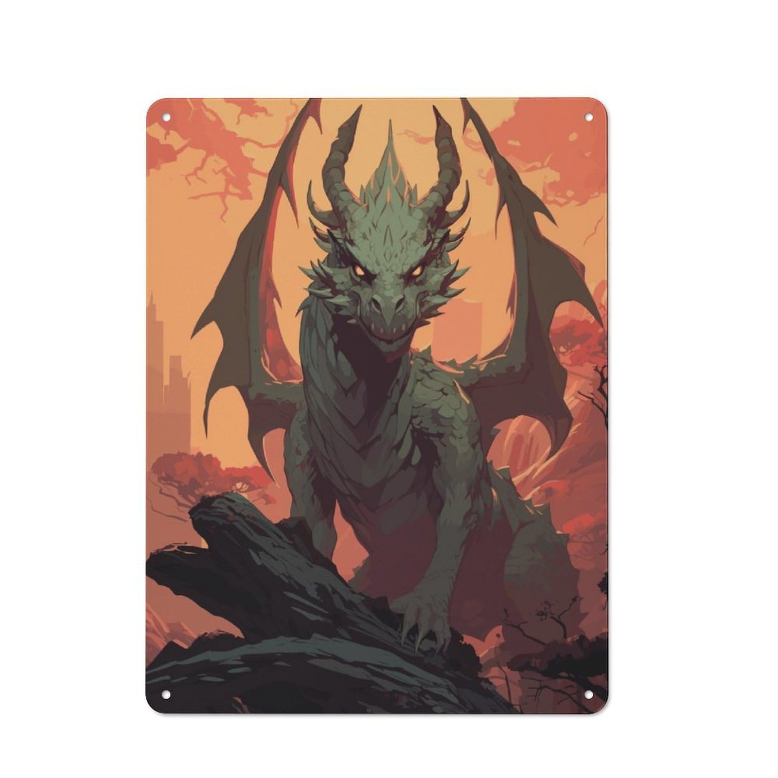 Mysterious Dragon Printed Metal Sign for Pet Owners, Birthday, Christmas Or Housewarming Gift, 40x30cm