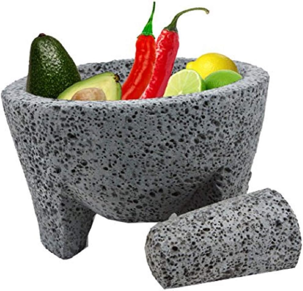 OUTASIGHT Molcajete authentic Handmade Mexican Mortar and Pestle 8.5"