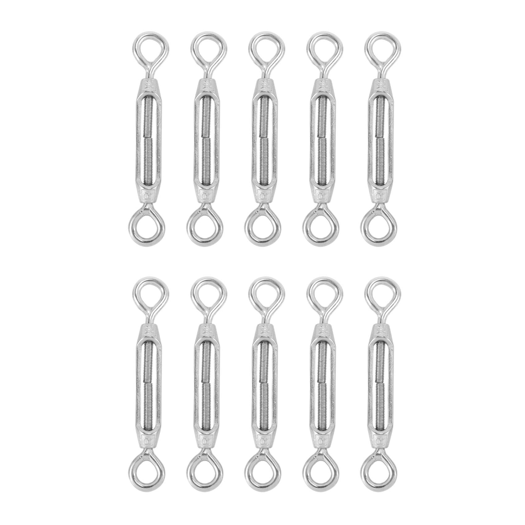 Jnchdghwa Silver Stainless Steel 304 Eye & Eye Turnbuckle Wire Rope Tension (10Pcs)