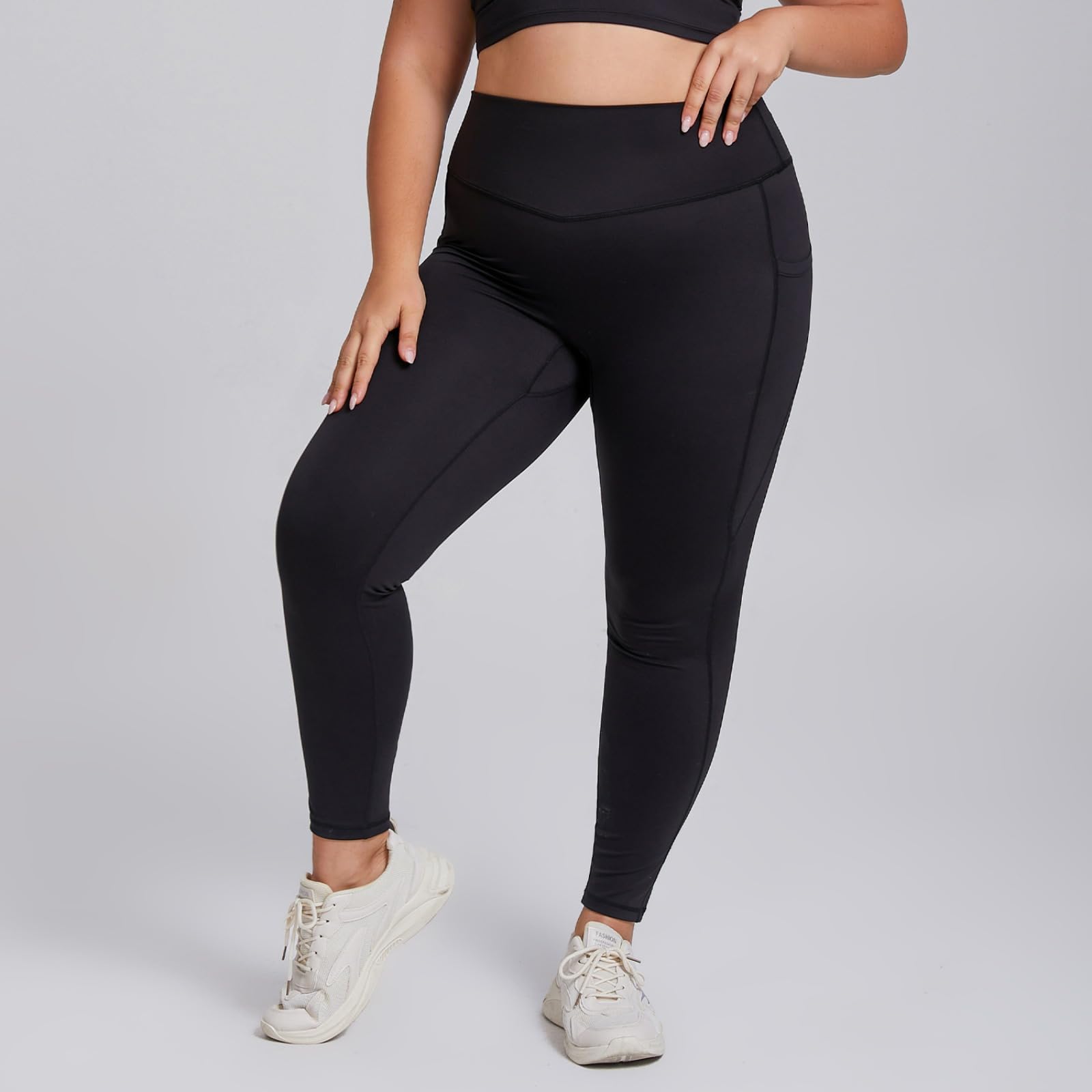KIRYU Damskie 2-częściowe stroje do jogi plus size wysoka talia kontrola brzucha legginsy do jogi i biustonosz sportowy zestaw wsparcia uderzenia