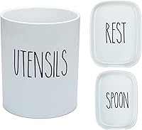 Vista 1 de Heartland Home Juego de soporte para utensilios de cocina de porcelana y soporte de cuchara anidable