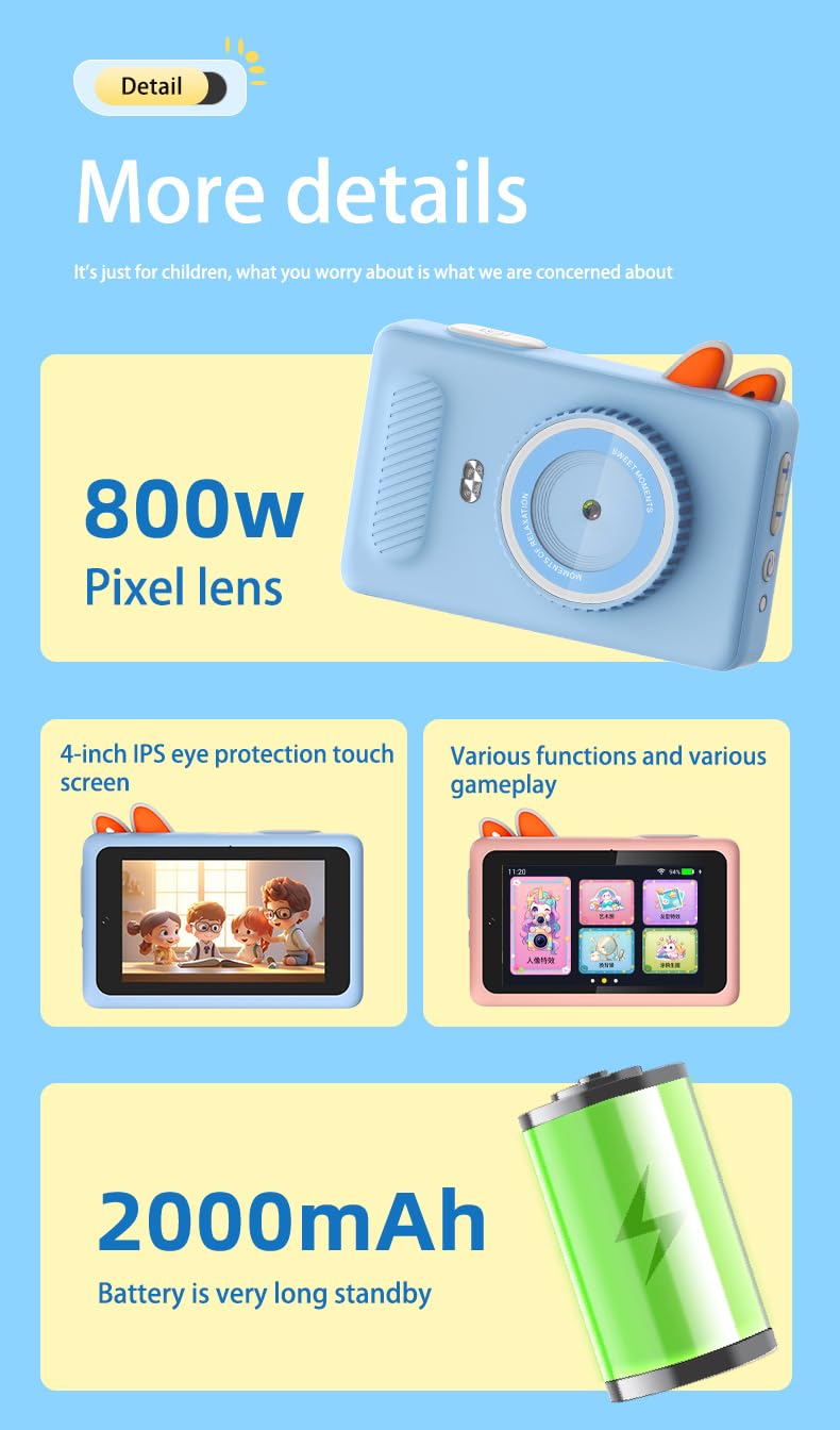 Kids Smart AI Learning Camera with Touch Screen, Educational Digital Camera for Children Photo Recognition, Voice Q&A - Image 2